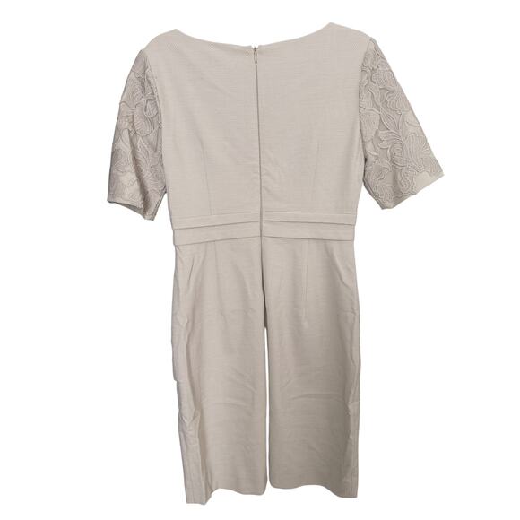 Antonio Melani Beige Lace Jacquard Sheath Dress 6 Champagne Career Semi Formal - Picture 5 of 8
